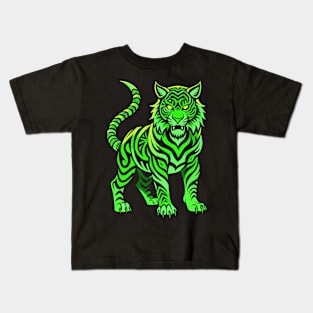 Neon Green Tiger Kids T-Shirt